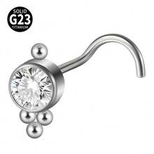 1 chiếc khuyên mũi bằng titan 20g đính đá CZ hình vít, kiểu hoa, không ren, dùng để giữ lỗ xỏ mũi, trang sức xỏ khuyên cơ thể. - Như thể hiện trong hình ảnh - Xem 17