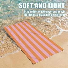 1pc Classic Striped Ultra-Soft Microfiber Beach Towel - Super Absorbent, Quick Dry, Large Bath Towel For Summer Beach, Pool And Home Use, Rectangular Beach Blanket - Style8 - View 7