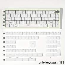 136 Keys Ice White MDA Profile ABS Double-Shot Keycaps, Suitable For 61/64/75/87/98/104 Keyboards - View 1