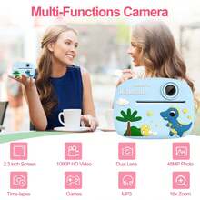 Cámara de impresión instantánea para niños, pantalla de 2.3 pulgadas, con divertidas pegatinas de marcos y filtros, 48MP FHD 1080P de alta definición, zoom digital 16x, reproductor MP3 incorporado, regalo de Navidad, cumpleaños y Año Nuevo para niños y niñas de 3 a 12 años - Multicolor - Ver 7