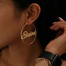 Orecchini a cerchio personalizzati da donna, gioielli estivi, orecchini a cerchio in acciaio inossidabile lucido personalizzati, il regalo perfetto per San Valentino, anniversario o per amici, fidanzate o fidanzati. Orecchini con targhetta opaca, regali di gioielleria personalizzati, adatti per anniversario, matrimonio, festa della mamma e altre occasioni, accessori da spiaggia per donna. - Oro satinato - Visualizzare 9