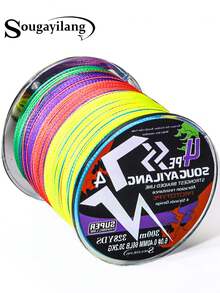 SOUGAYILANG Línea de pesca trenzada de alta calidad de 4 hebras - Alta resistencia, resistente a la abrasión, duradera - Disponible en longitudes de 120 yardas, 360 yardas y 600 yardas - Multicolor - Ver 1