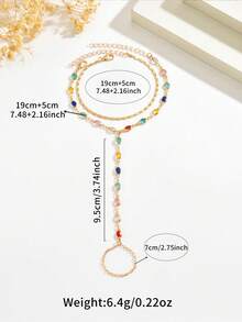 Bộ 2 món vòng tay và nhẫn đính đá nhiều màu sắc thời trang, thiết kế tối giản, đa năng, có thể xếp chồng nhiều lớp và nối liền nhau, phù hợp cho nữ giới đeo hàng ngày, đi nghỉ mát và dự tiệc (Vị trí đá đính ngẫu nhiên). - Vàng - Xem 6