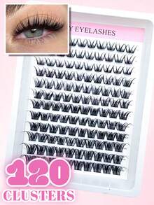 Bộ 120/144 sợi mi giả, mi giả dày, nhẹ, tự gắn, dạng phân đoạn, mi giả từng sợi, mi giả. - D - Xem 4