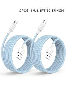 2 pièces Câble de données USB A vers USB C, câble de charge super rapide de 60 W Type-C, câble de charge tressé en nylon USB C compatible avec Apple 17 16 15/Plus/Pro/Pro Max, S26 S25 S24 S23 S22 S21 S20 - Multicolore - Voir 19