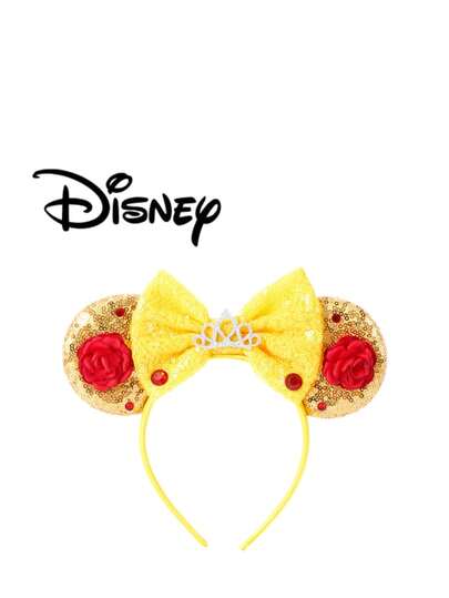 Disney 1件皇冠，玫瑰花蝴蝶结发箍，派对服装配饰，适合作为情人节礼物、节日派对配饰