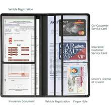 Car Accessories Registration And Insurance Holder,Leather Essential Card Magnetic Shut Vehicle Glove Box Organizer Auto Driver License Document Truck Motorcycle Boat Men Women,Black KXQ7 - Pink - 查看 3