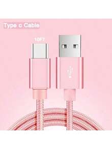 USB-C 数据线 1-2 条装 尼龙编织 3.3 英尺/6.6 英尺/10 英尺 USB-A 转 Type-C 充电线 快速充电线 兼容 Galaxy S25 S24 S23 S22 S21 S20 手机 快速充电线 - 彩色 - 查看 12