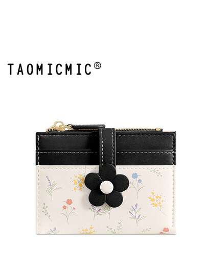محفظة نسائية قصيرة عصرية على طراز Ins، محفظة عملات جلدية PU مزخرفة بالزهور، محفظة جلدية فاخرة خفيفة الوزن الطي، قابضة عملية متعددة الاستخدامات للأعمال والتنقل، هدية عيد ميلاد وعام جديد