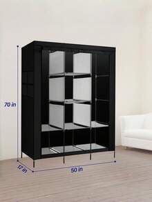 Fabric Wardrobe With Dual Hanging Rods Large Capacity Independent Portable Closet For Bedroom Apartment Dorm Room Dust-Proof Clothing Storage Organizer Cabinet With Shelves And Hanging Space Perfect For Home Organization And Space Saving Solutions - View 6