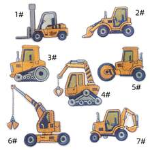 2pcs/7pcs Set Construction Vehicle Fabric Patch Computer Embroidered Label Cartoon Embroidery Sticker Iron-On Excavator Applique Clothing Accessories - Construction Vehicle Patch - View 10