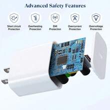 30W快充套装：USB-C墙充+100cm C型数据线，适用于 17/16/15系列，多设备充电站，家用/办公桌面使用 - 白色 - 查看 2