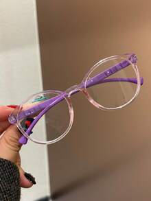 1pc Multi-Color Cute Round Frame Children's Blue Light Blocking Glasses, Suitable For Daily Reading, Outings, Gifts, Transparent Lens Eyewear, Casual, Suitable For Boys And Girls, Daily Life, Reading, TV Watching, Gaming, Fashionable Eyewear, Photo Props - Clear - View 14