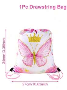 6 Buah Tas Kado Pesta Bertema Putri Duyung, Warna Ungu, Perlengkapan Kemasan Kado yang Dapat Digunakan Kembali untuk Dekorasi Meja Pesta Ulang Tahun Bertema Putri Duyung, Tas Ransel, Penyimpanan Snack, Dekorasi Kupu-kupu, dan Suvenir Pesta. - kupu-kupu - View 10