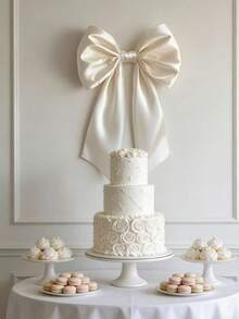 1 Pc White Baby Shower Decoration. Wedding Decoration. Bow Decoration, Wedding Parties. Baby Showers, Gender Reveals, Room Decor, 2026 Retro Aesthetic Style, Suitable For Christmas And Winter Decor, Room Decor, Home Decor, Door Decor, Decorative Items, Large Bow, Perfect For Birthday Party Backdrop Decor, Room Wall Decor, Wall-Hanging Decorative Gift Ribbon, Photo Props. An Ideal Choice For Bridal Shower Gifts And Wedding Party Decorations - White - View 6