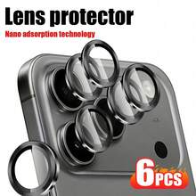 Yezodawee 6pcs Black Metal Ring Camera Lens Protector, Perfect Fit, Rear Camera Round Lens Protector, Compatible With Phone 18 Pro/Phone 18 Pro Max/Phone Ultra/Phone 17 Pro Max/17 Air/16 Pro Max/16 Pro/16 Plus/16/16E/15/14/13 Mini/12/11 Series - Black - View 31