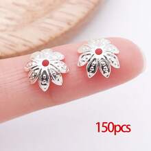 150pcs Hollow Flower Bead End Caps Iron Silver Gold Golden Assorted Metal Loose Solid Spacer Filigree Bails Beads Bulk For Jewelry Making Bracelets Necklace Earrings DIY Crafts - Multicolor - View 13