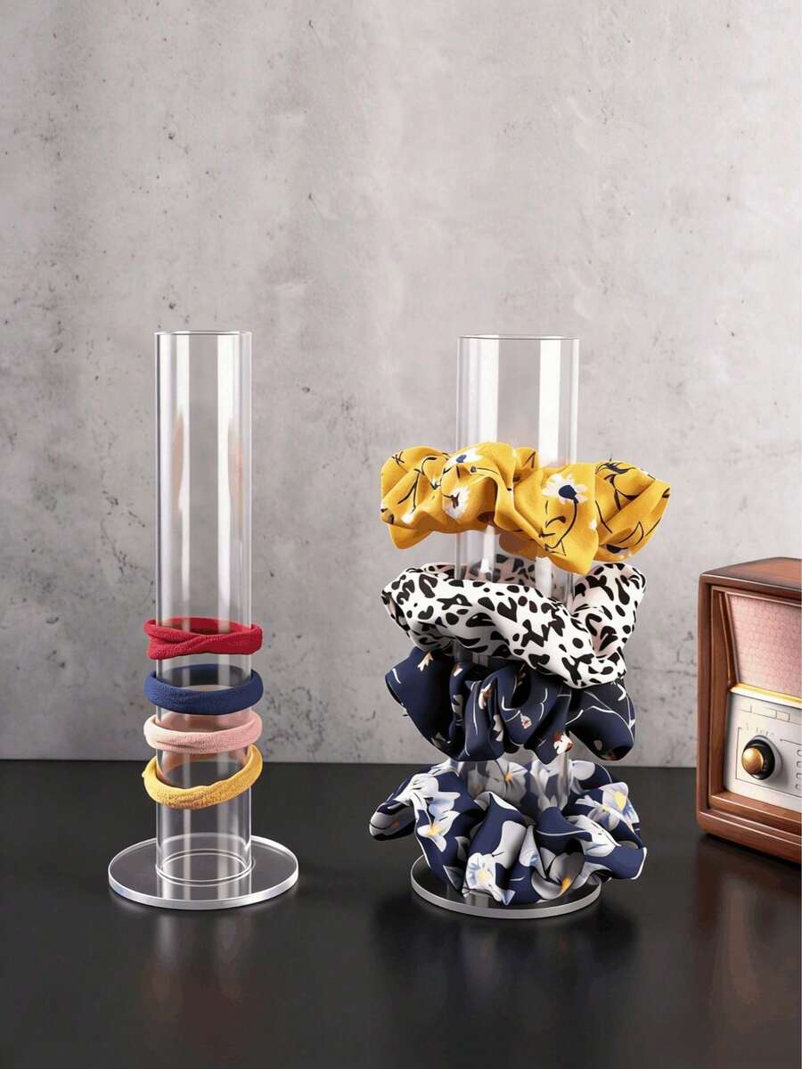 Tháp đựng trang sức bằng acrylic trong suốt - Giá đựng dây buộc tóc và vòng tay dạng xoắn trong suốt, giá trưng bày đa chức năng, tháp đựng trang sức. - trắng - Xem 1