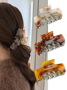 1pc Women's Retro Tie Dye Medium Hair Clip, Hair Claw Suitable For Daily, Vacation, Party Wear - Multicolor - View 10