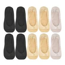 chuanwa（2） 1/5/10 Pairs Of Summer Breathable Mesh Women's Cool Feeling Without Falling Off With Solid Color Boat Socks - Multicolor - View 9