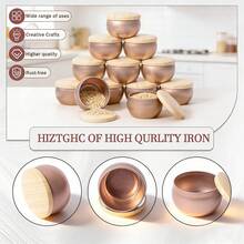 44 Stück Rose Gold Kerzen Herstellung Set, 8 leere Metall Kerzenbecher mit Holzdeckeln, DIY Kerzen Zubehör, Eid Mubarak Feiertags Geschenk, Geburtstags- und Oster Geschenk, Boho Stil Schlafzimmer Badezimmer Hochzeit Heim Dekoration, Schmuckkasten und Party Favors - w - Übersicht 6