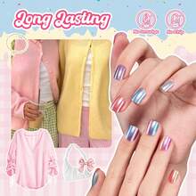 Beetles 6 Colors 7.5ml/0.25 Fl Oz Nail Polish Set - Love In Echo Quick Dry Spring Formula, Salon Long Lasting DIY Pastel Nail Art Gifts For Women - 6 Colors Candy Galaxy - 查看 3