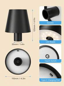 1pc LED Wine Bottle Lamp, Portable Table Light With Adjustable Dimmer, Transform Your Space From Romantic Restaurant To Cozy Bedroom, Perfect For Outdoor, Bar, Party & Bedside - Black - View 8