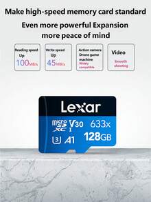 128GB Lexar TF (Micro SD) Memory Card, C10 U3 V30 A1 High-Speed Storage Card, Read Speed Up To 100MB/S, Durable And Stable (633x) - View 4