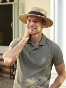 Large Unisex Straw Beach Sun Hat, Foldable Summer Travel Hat, UV Protection, Khaki/Deep Orange,Holiday - Straw Hat - View 6