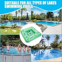 Floating Game Table For Pool - Inflatable Floating Table With Waterproof Playing Cards, 40"X40" Large Pool Float Drinks For Adults, Includes 12 Drink Holders (Green) - Green - View 7