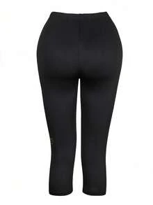 女士高腰紧身瑜伽裤，蜜蜂图案，透气柔软弹力面料，适合夏季休闲通勤穿着 - 黑色 - 查看 7