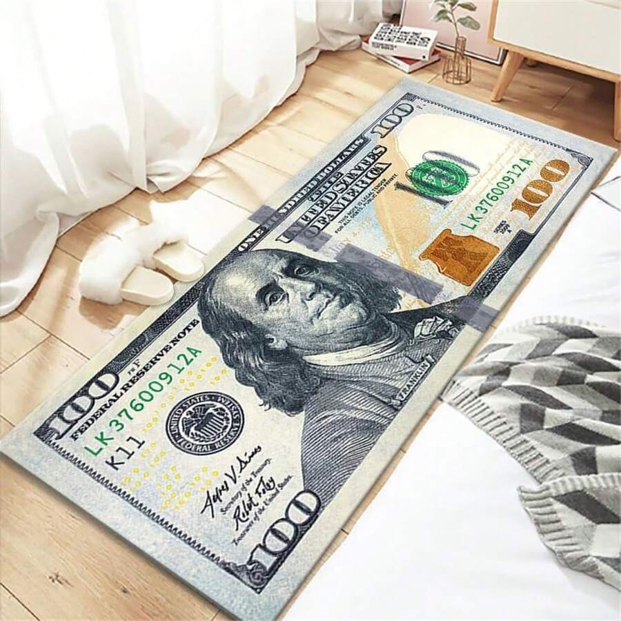 Currency Area Rug New 100 Dollar Bill Design Doormat Non-Slip Doormat For Living Room Bedroom Kitchen Indoor Outdoor Carpets (New 100 Dollar, 23.6''x15.7'') - 1PC - Xem 1