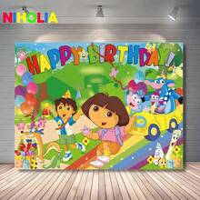 D-Dora E-Photography Backdrop Customizable Happy Birthday Party Decoration Children Photo Background Gifts - Kiểu B - Xem 5