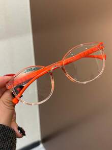 1pc Multi-Color Cute Round Frame Children's Blue Light Blocking Glasses, Suitable For Daily Reading, Outings, Gifts, Transparent Lens Eyewear, Casual, Suitable For Boys And Girls, Daily Life, Reading, TV Watching, Gaming, Fashionable Eyewear, Photo Props - Clear - View 6