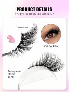 Asiteo 7 pares de pestañas postizas de tira media, banda transparente con extensión de cola de gato, pestañas de mink falso naturales y delicadas, esponjosas y suaves, para un aspecto de maquillaje natural - Pestañas Ojos de Gato - Ver 3