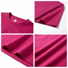 GRDR Men's All-Match Shiny Star Round Neck Short Sleeve T-Shirt, White Starry Casual Versatile Top, Breathable & Moisture-Wicking Comfortable, Spring/Summer - Hot Pink - View 3