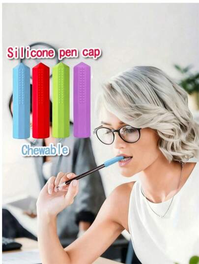 1pc Adult Size Durable Sensory Chewable Pencil Topper, Soft Silicone Chewable Pencil Cap, Designed For Autism, ADHD And Anxiety Relief, Anti-Stress Pencil Toppers, Suitable For Students And Adults As Calming Accessory, Ideal For Back To School, Birthday, Christmas, Thanksgiving, Easter, ADHD Awareness Gifts And Relaxation Gifts