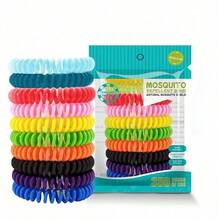 Colorful Insect Repellent Bracelet Set, Plant-Based Scented Wrist Bands For Adults, Travel Essentials Anti-Mosquito Spiral Bands, Waterproof Outdoor Protection For Fishing & Gardening, High Elasticity Fashionable Pest Control Bands - 查看 12
