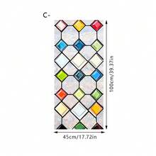 1/4pcs Colorful Geometric Diamond Glass Window Film, Rainbow Catcher Static Cling Privacy Glass Sticker, Removable PVC Decal For Bathroom, Home, Office - Diamond-shaped Color Film - View 13