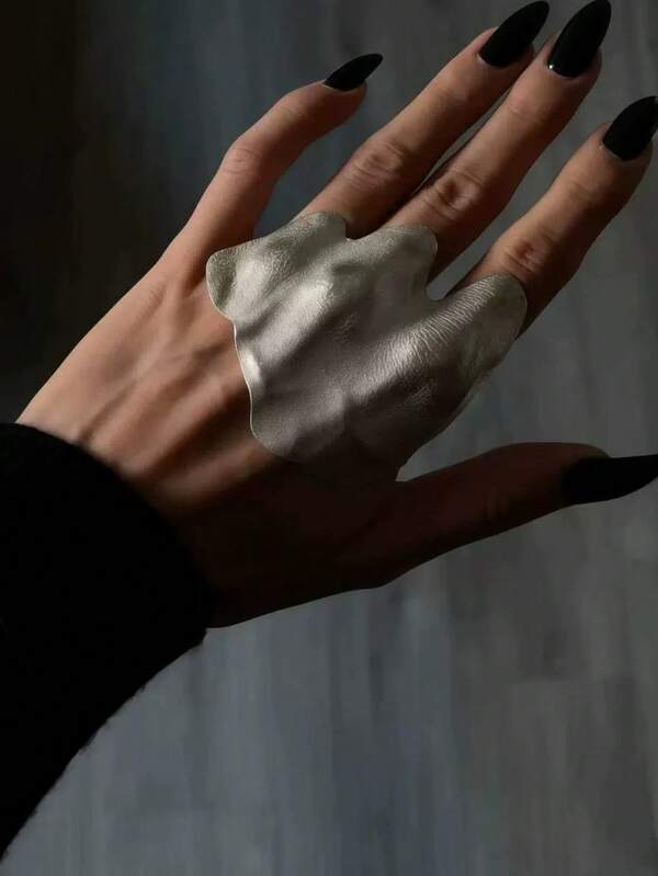 Nhẫn đeo ngón tay xếp ly bất đối xứng, trang sức nghệ thuật bí ẩn dành cho cả nam và nữ, phù hợp cho các bữa tiệc, tiệc chiêu đãi và kỳ nghỉ, quà tặng.