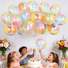 20pcs 12 Inch Colorful Printed Daisy Latex Balloons Set, Suitable For Birthday, New Year, Wedding, Anniversary, Children's Day And Holiday Party Decoration, Photography Props - View 5