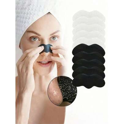 30pcs Black & White Natural Bamboo Charcoal Nose Pore Cleansing Strips, Needs To Be Moistened Before Use, Large Self-Adhesive Nose Pore Cleansing Strips For Men And Women