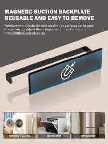 1/2pcs Black Metal Magnetic Storage Rack, Floating Magnetic Hanging Shelf, Organizer Rack, Suitable For Kitchen, Bathroom, Refrigerator, Microwave, Washing Machine Side, No Drilling Multi-Purpose Shelf, Practical Rack - Multicolor - View 8