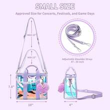 Small Clear Bag For Stadium & Concert, Iridescent Bag With Crossbody Strap, Water-Resistant Clear Beach Purse - 虹彩-0 - 查看 5