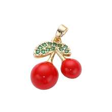 1pc Cherry Series Copper Pendant, Suitable For DIY Jewelry Accessories, Includes Cherry, Heart And Boot Elements, Vintage Style Multi-Purpose Pendant Accessory - Cherry - View 16