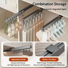 FOOKE 1pc Pull-Out Wardrobe Rod, Valet Rod For Wardrobe, Rail Slide Out Adjustable Heavy Duty Clothes Storage Hanger Rack, Pull-Out Telescopic Pants Rack, Shallow Cabinet For Organizing Pants And Clothes,Bedroom Decor Storage Organization And Storage - Multicolor - View 4