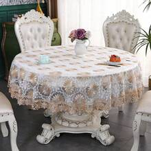 1pc Elegant Coffee-Colored Lace Round Tablecloth, Vintage Daisy Embroidered Mesh Table Cover, Romantic Floral Tablecloth Suitable For Dining Room, Kitchen, Wedding Party And Home Decor, Mother's Day, Father's Day, Valentine's Day And Other Holiday Decorations - Brown - View 14