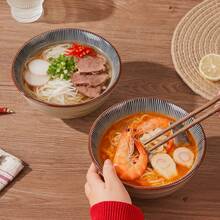 Bát sứ dày 4.5/7/9.5 inch dùng đựng salad, cơm, súp, tráng miệng, mì, thiết kế sọc men dưới lớp men phủ, dùng được trong lò vi sóng, thích hợp sử dụng hàng ngày, nhà hàng, quà tặng tân gia, quà tặng Ngày của Cha, Ngày của Mẹ. - Nhiều màu - Xem 2