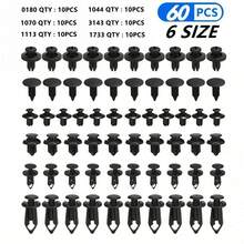 60PCS Car Clip Combination Set, Includes 6 Styles 10 Each, Universal Bumper Fender Trunk Door Panel, Car Repair Replacement Clip Accessories - 60 Car Clips - View 5
