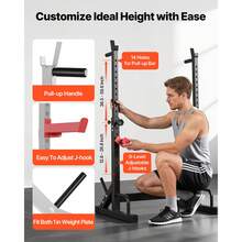 Power Cage Squat Rack, Home Gym Power Rack With Adjustable Height & Width, 550LBS Strength Training Workout Equipment With Barbell Storage Racks & J-Hooks For Bench Press, Squat, Weight Lifting - Small Model, Adjustable Width - View 5